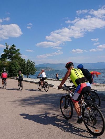 Janet Coffey Cycling on the  tour with redspokes